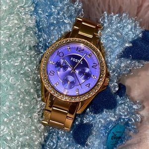 Fossil Watch. Rose Gold. Purple Face. Like New.